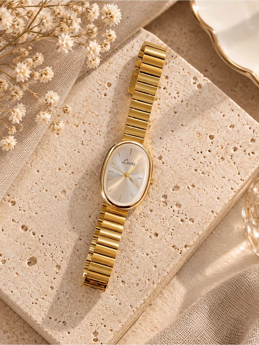 Gold Women's Oval Bracelet Watch